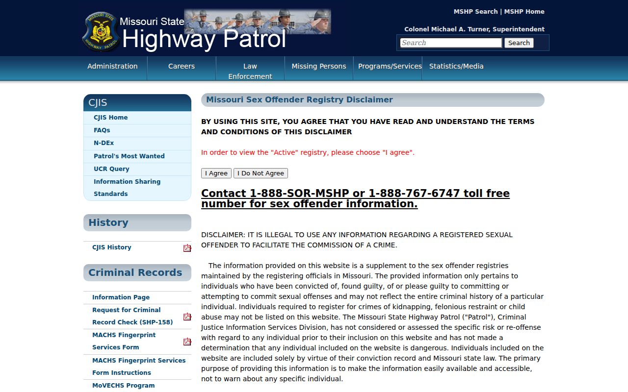 Missouri registry search for Madison County sex offender records