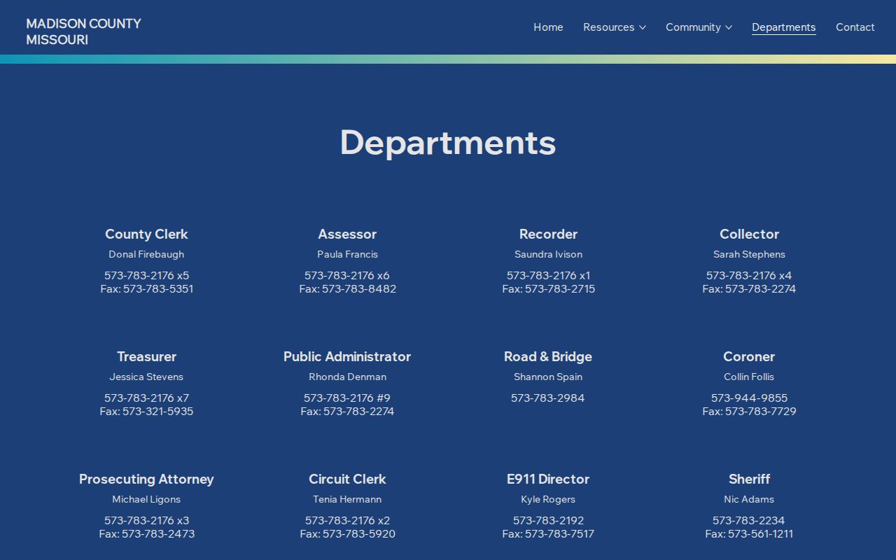 Madison County criminal records agency and officials directory